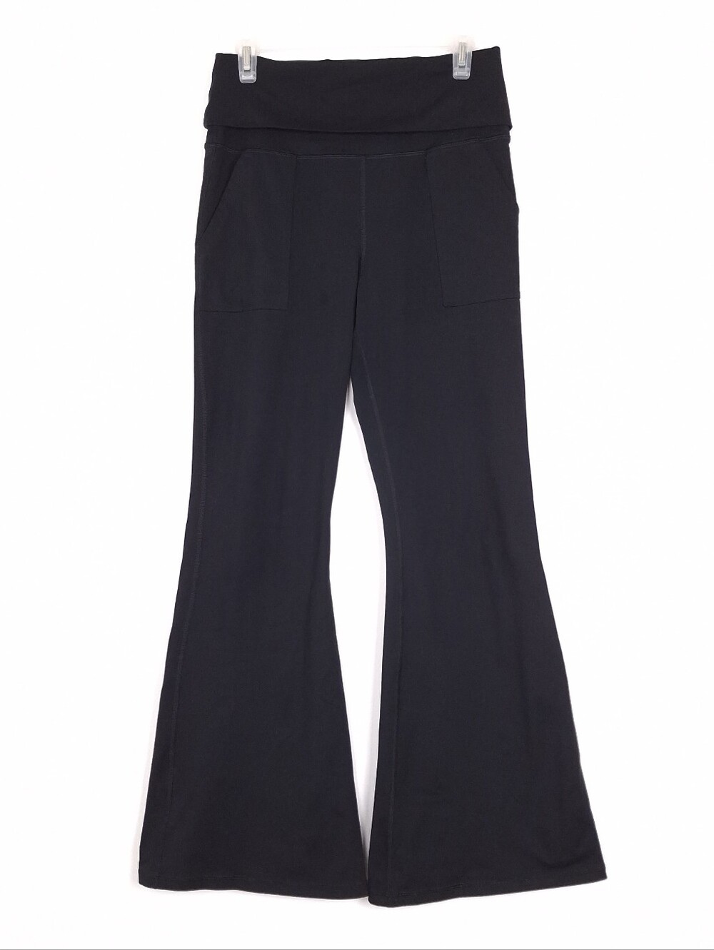 Aerie Offline The Hugger High Waisted Foldover Flare Legging yoga pants black